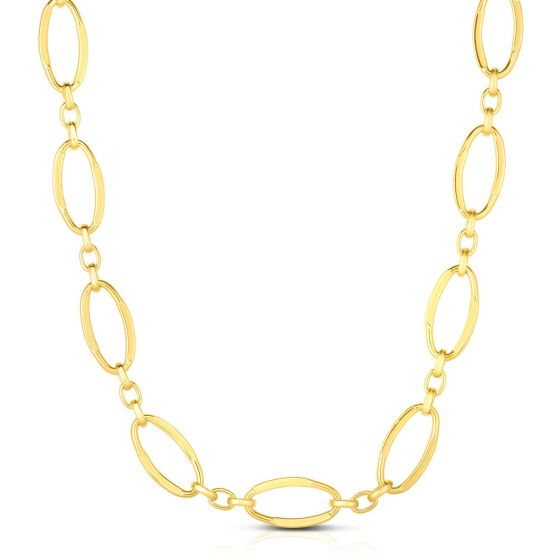 14K Gold Polished Three Plus One Oval Link Chain