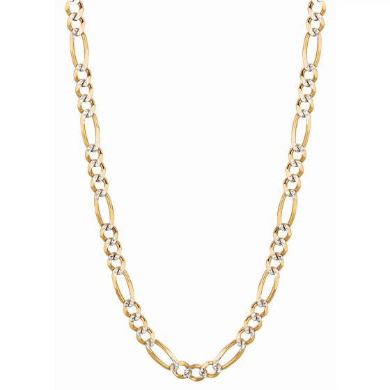 14K Gold 5.8mm White Pave Figaro Chain 
