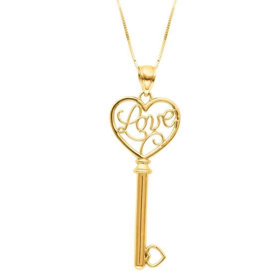 14K Gold Love Key Necklace