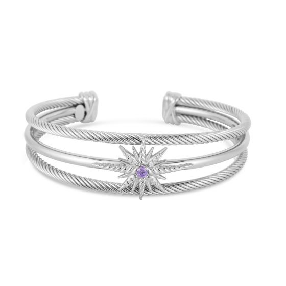 Constellation Cable Cuff with Diamonds & Amethyst