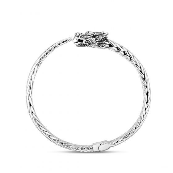 Woven Creatures Sterling Silver Dragon Bangle