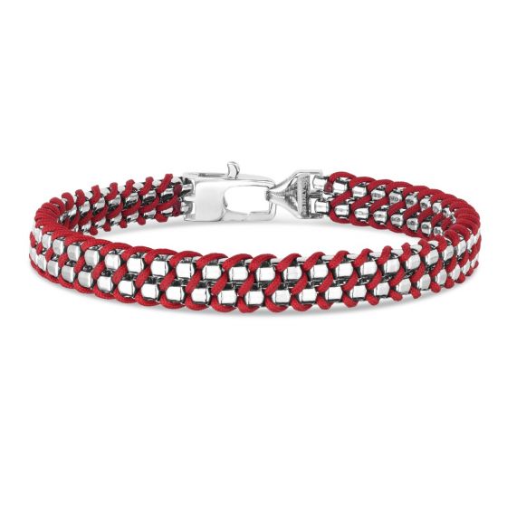 Silver Men's Red Cord Bracelet