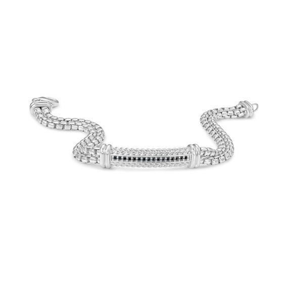 Silver Men's Box Link Woven Bracelet
