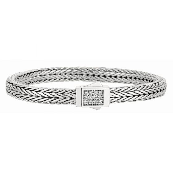 Sterling Silver Signature Woven Sapphire Rectangle Lock Bracelet