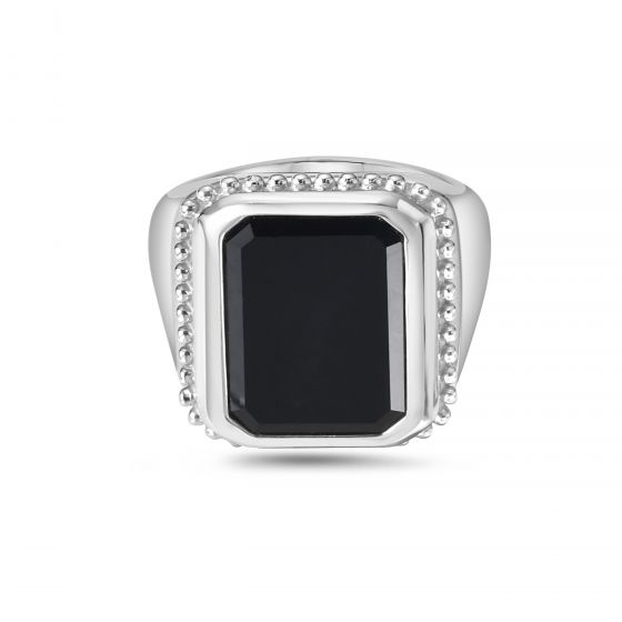 Silver Men's Octagon Signet Ring 