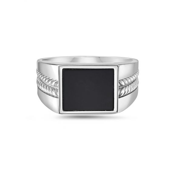 Silver Men's Square Signet Ring 