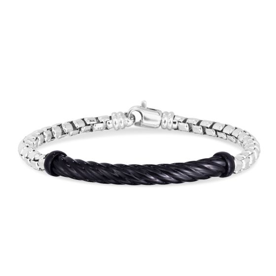 Black Enamel Men's Cable Bracelet