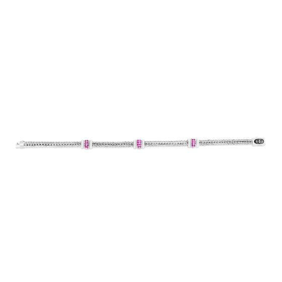Woven Three Station Pink Sapphire Bracelet