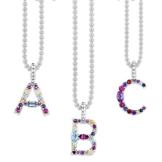 Sterling Silver Gemstone Initials - All Letters