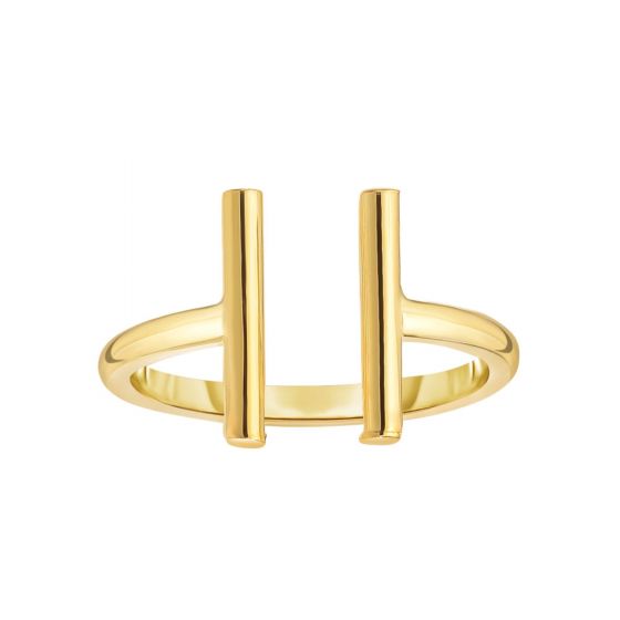 14K Gold Open Double Bar Ring