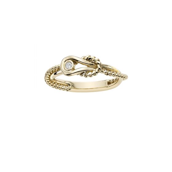 14K Gold Italian Cable L'Infinito Diamond Knot Ring