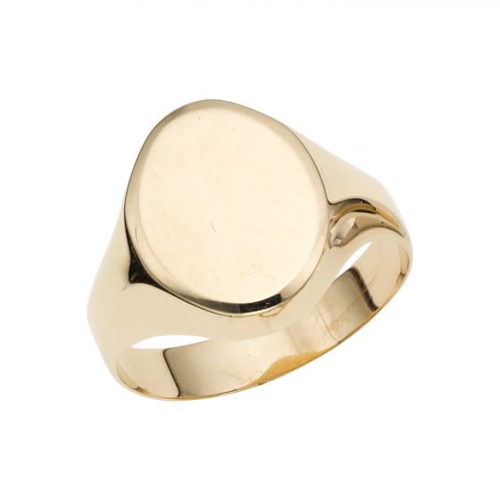 R7068 14K Gold Polished Oval Signet Ring | Royal Chain Group