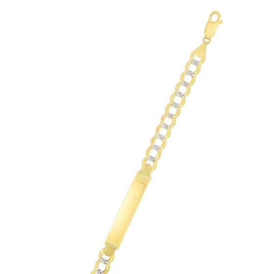 14K Gold 10mm Pave Curb ID Chain