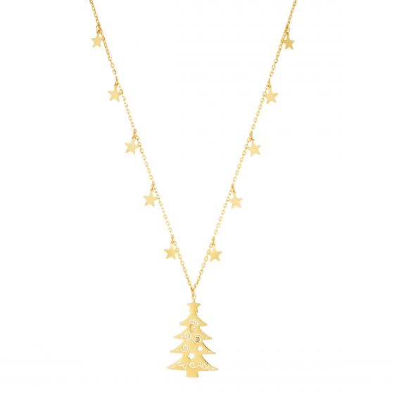 14K Gold Starry Night Tree Necklace