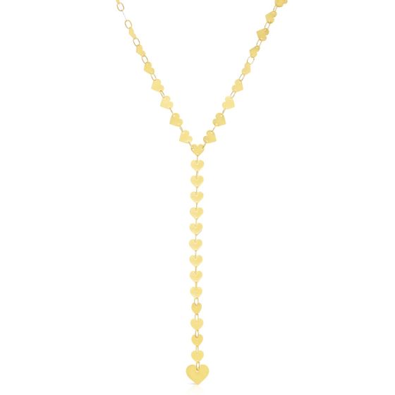 14K Mirrored Chain Heart Lariat Necklace