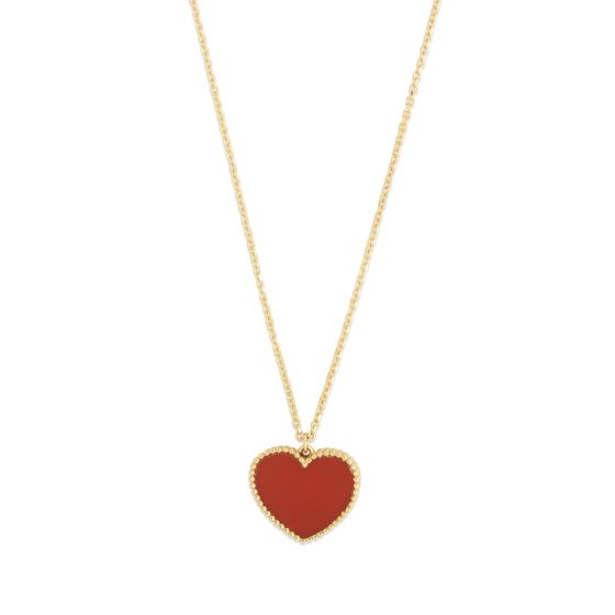 14K Gold Red Cornelia Heart Necklace