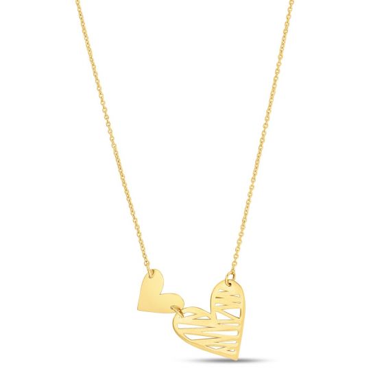 14K Gold Double Scribbles Heart Necklace