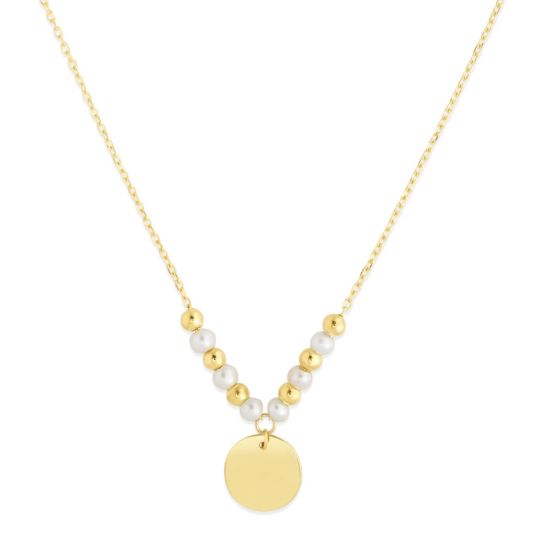 14K Gold & Pearl Pallina Disc Necklace