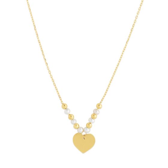 14K Gold & Pearl Pallina Heart Necklace