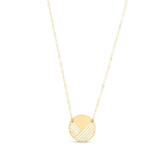 14K Gold Stencil Circle Necklace