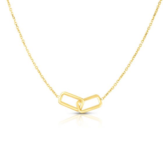 14K Gold Interlocking Rectangles Necklace