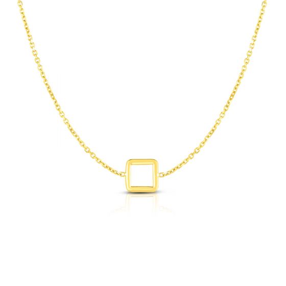 14K Gold Mini Open Square Necklace