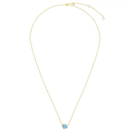 14K Gold & Blue Topaz Solitaire Necklace