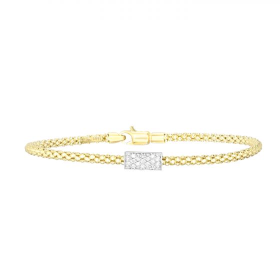 14K Gold Popcorn Short Diamond Bar Bracelet