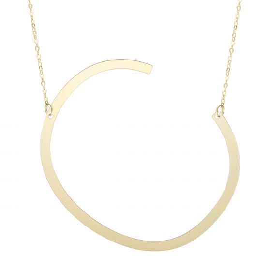 14K Gold Large Initial C Necklace