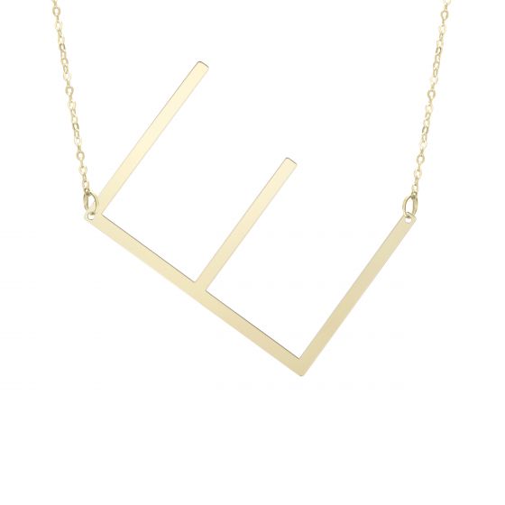 14K Gold Large Initial E Necklace