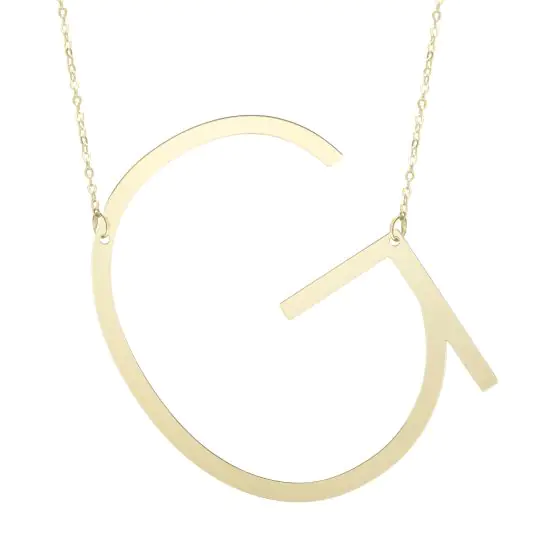 RCG10908 18 14K Gold Large Initial G Necklace Royal Chain Group