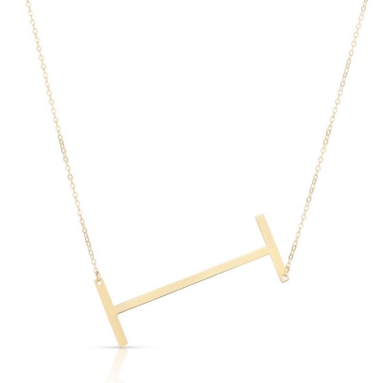 14K Gold Large Initial I Necklace