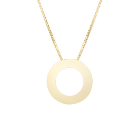 14K Gold Block Letter Initial O Necklace