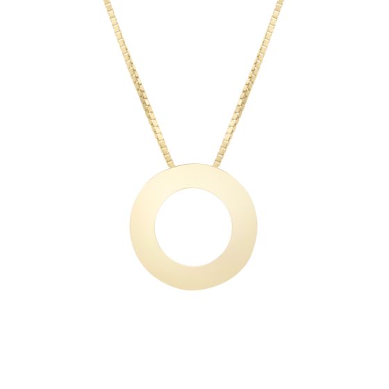 14K Gold Block Letter Initial O Necklace