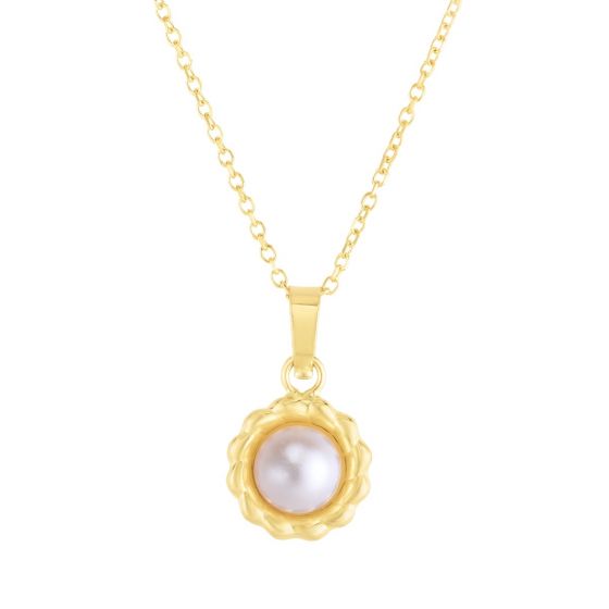 14K Pearl Flower Necklace