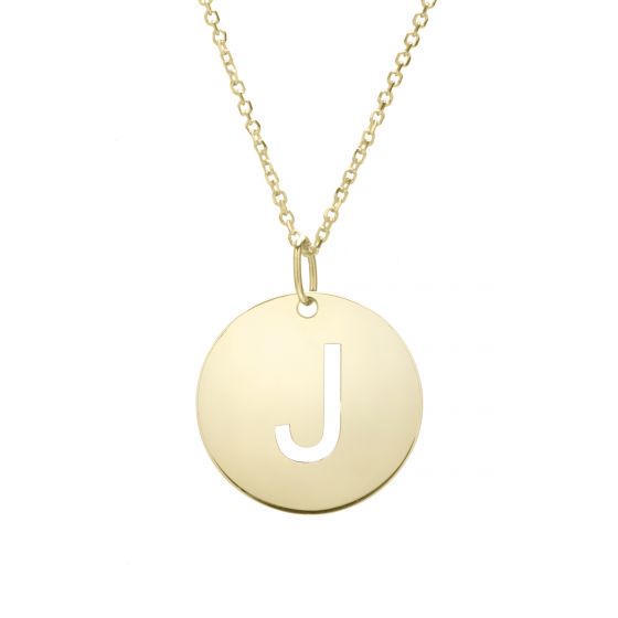 14K Gold Disc Initial J Necklace