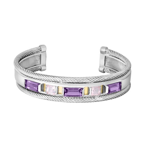 Silver & 18K Gold Madison Amethyst Cuff