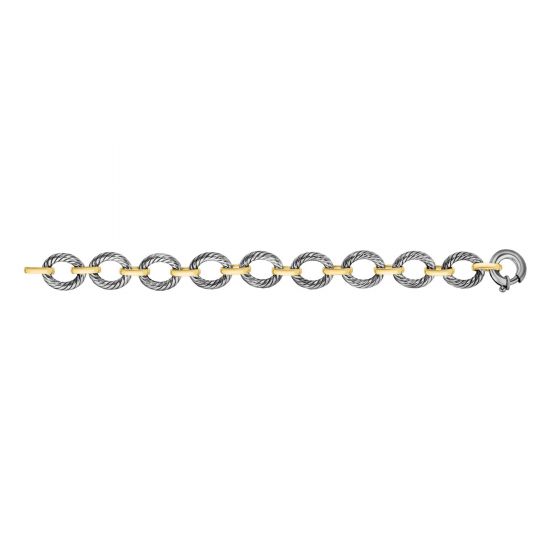 Silver & 18K Italian Cable Link Bracelet