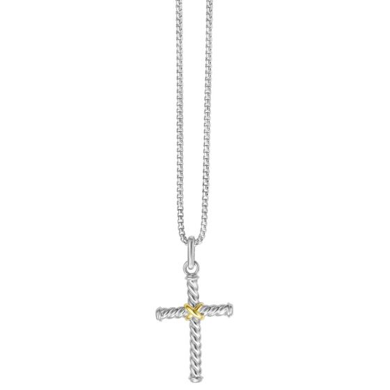 Silver & 18K Gold Men's Cross Necklace 