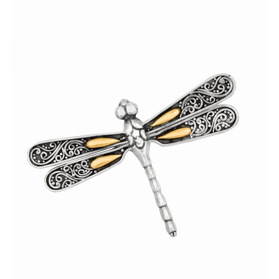 Silver & 18K Dragonfly Brooch