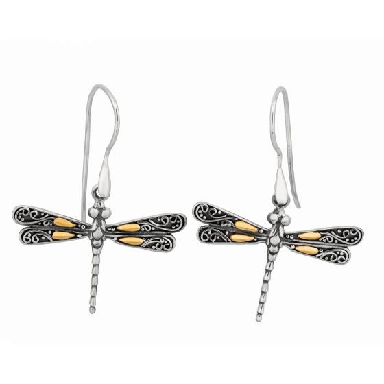 Silver & 18K Dragonfly Earring
