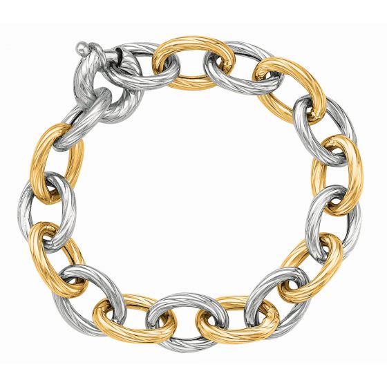 Silver & 18K Italian Cable Link Bracelet