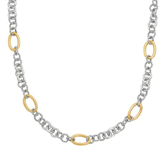 Silver & 18K Italian Cable Link Necklace