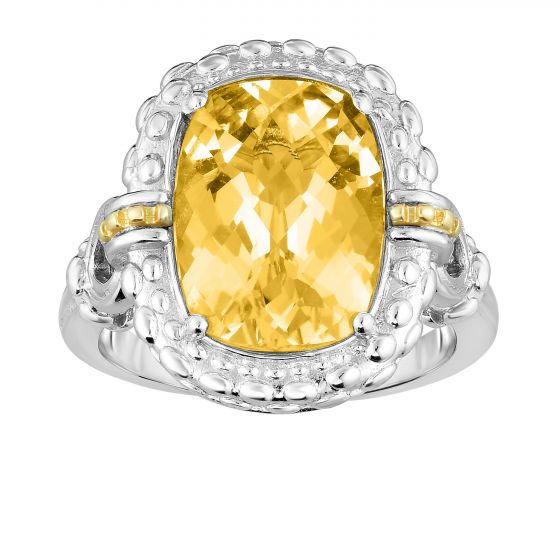 Sterling Silver & 18K Gold Gemstone Cocktail Ring