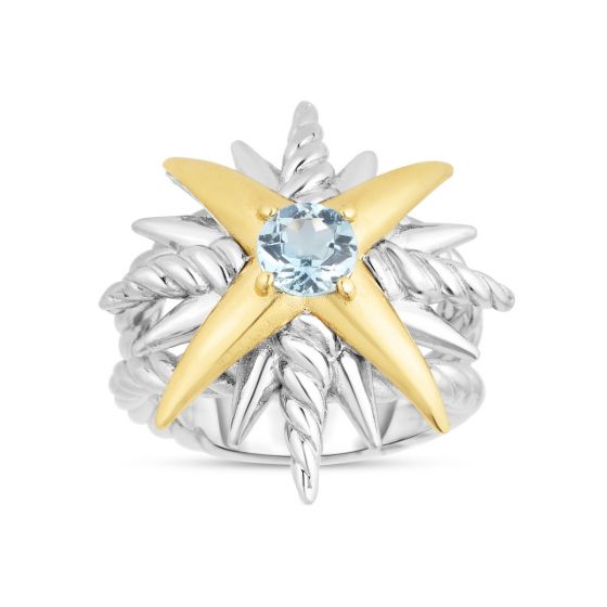 Constellation Cable Ring with 18K and Blue Topaz