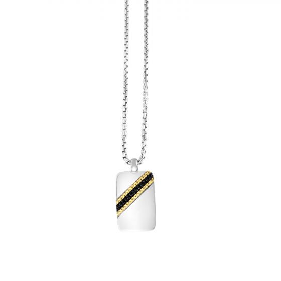 Sterling Silver & 18K Gold Spinel Tag Necklace