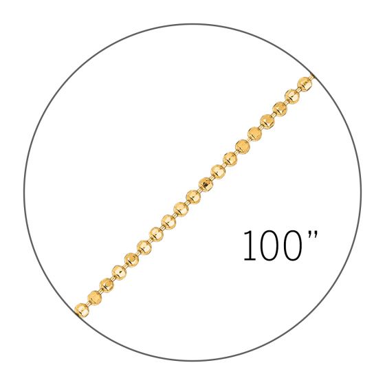 14K 100" 1.1mm Diamond Cut Bead Spool Chain