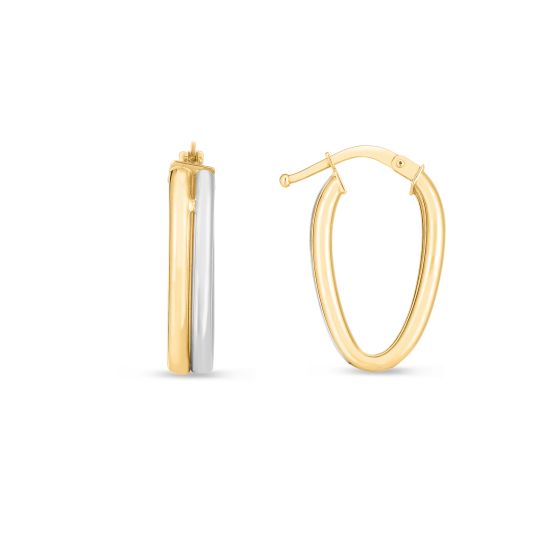 14K Two-tone Double Oval Hoops