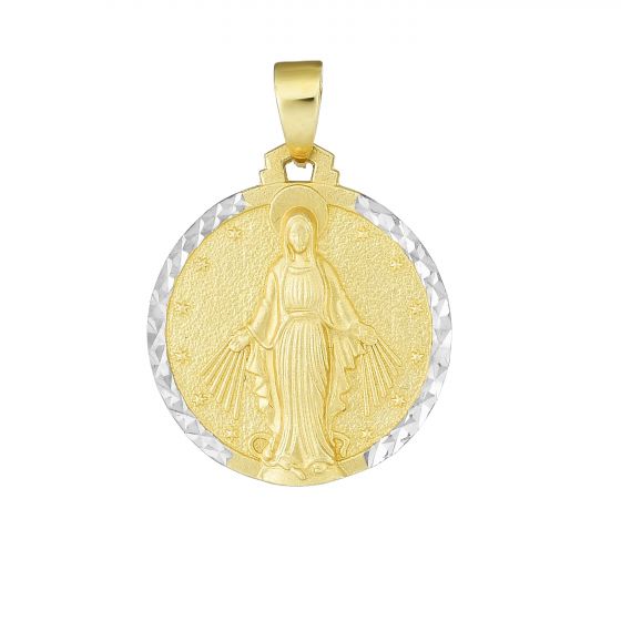 14K Gold Blessed Mary Religious Medal