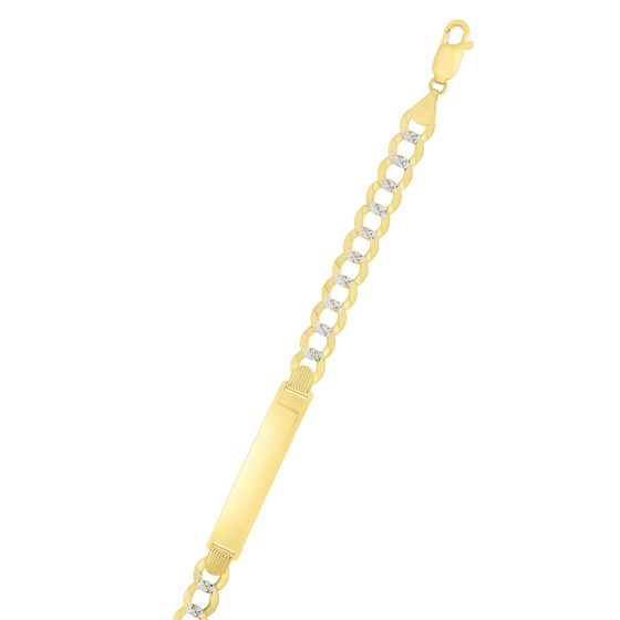 14K Gold 6.7mm Pave Curb ID Chain